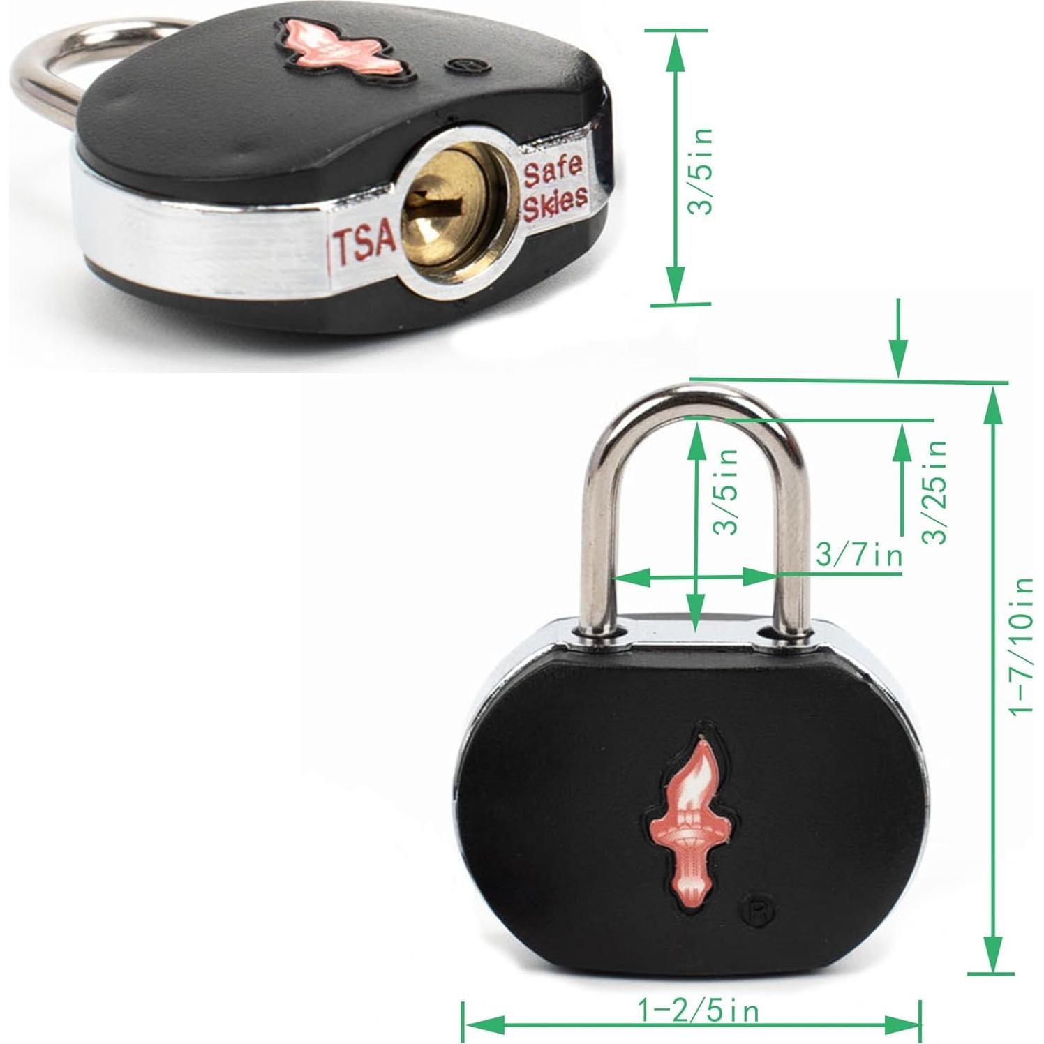 Candado de Equipaje TSA DUALCROWN Paquete de 4 con Llave