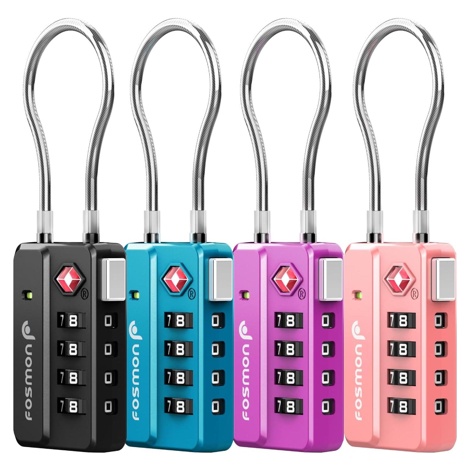 Candados de Equipaje Fosmon TSA - 4 Combinaciones, 4 Piezas