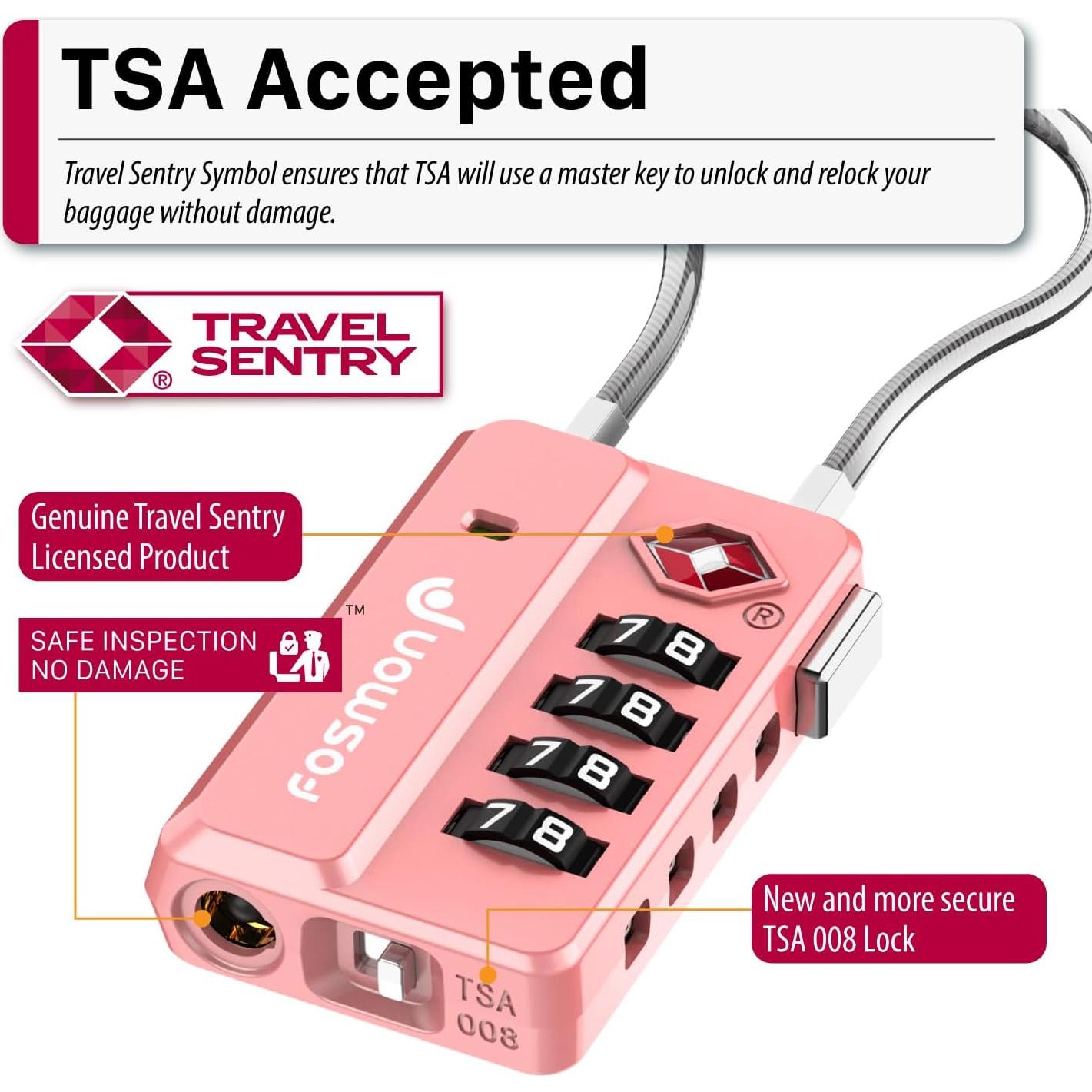 Candados de Equipaje Fosmon TSA - 4 Combinaciones, 4 Piezas