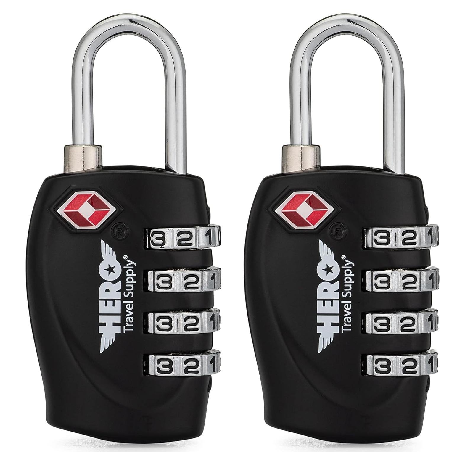 Candado de Equipaje HERO - Paquete de 2, Combinación TSA 4 Dígitos