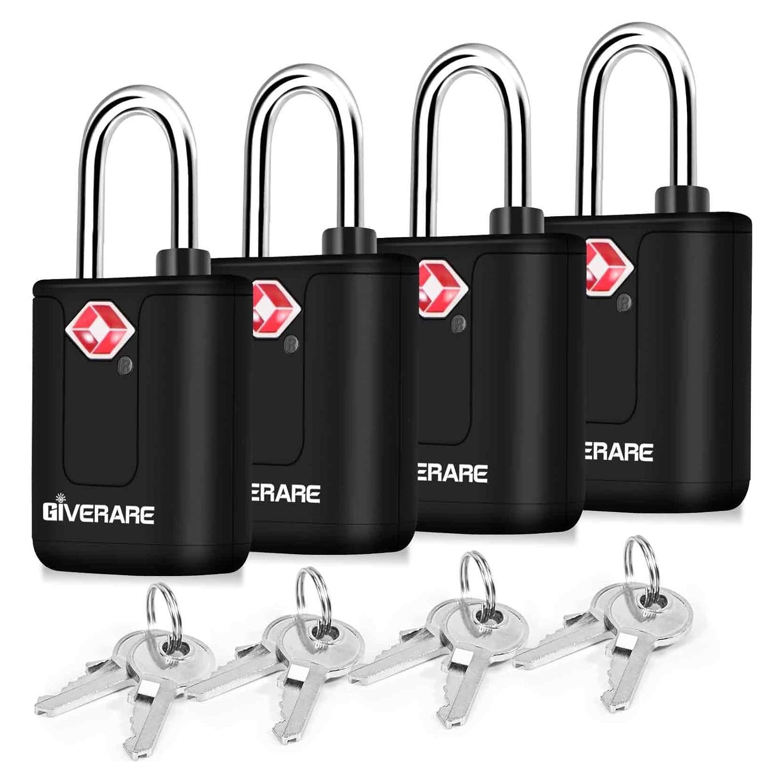 Pack de 4 Candados de Equipaje TSA GIVERARE Antirrobo Negro