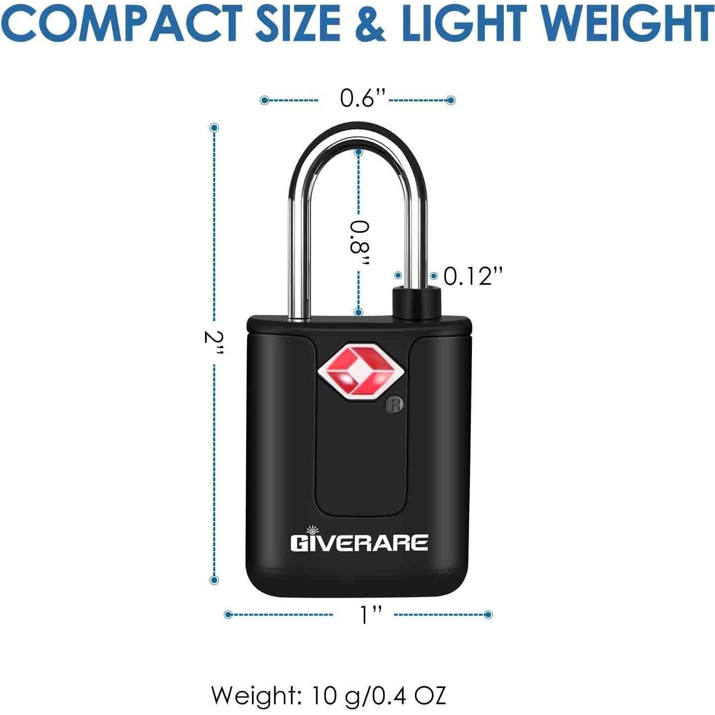 Pack de 4 Candados de Equipaje TSA GIVERARE Antirrobo Negro