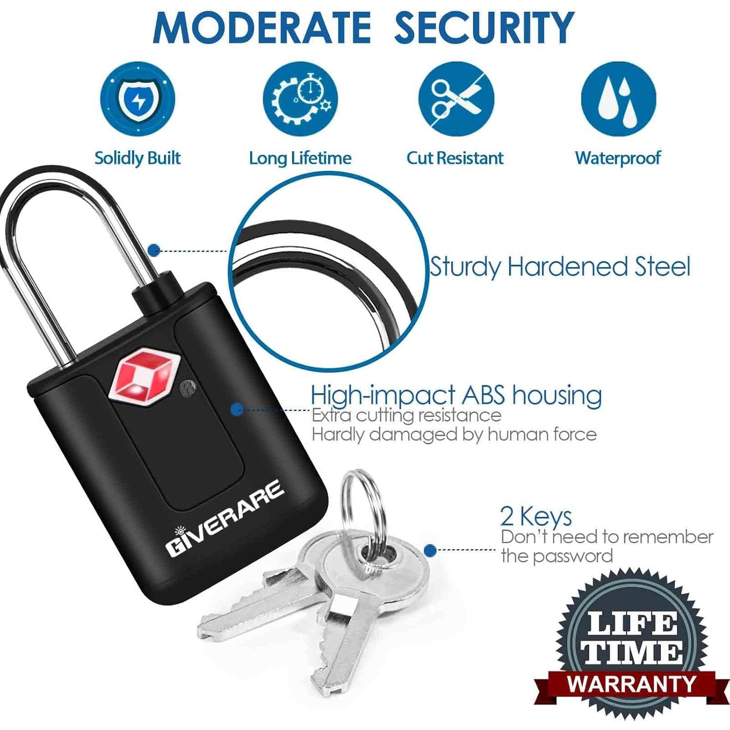 Pack de 4 Candados de Equipaje TSA GIVERARE Antirrobo Negro