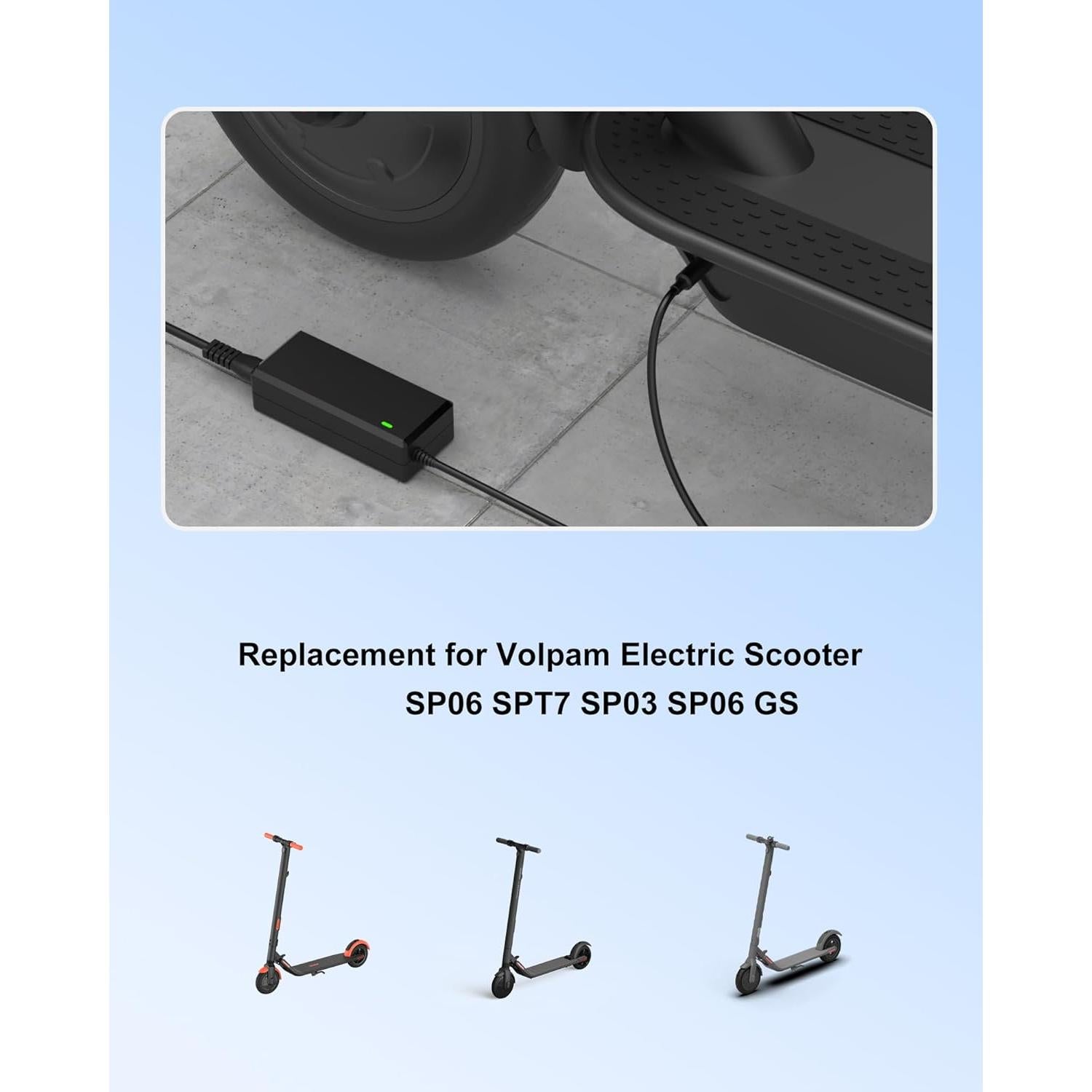 VHBW 42V Replacement Charger for Volpam Electric Scooter SP06 SPT7 SP03 SP06 GS AC DC Adapter