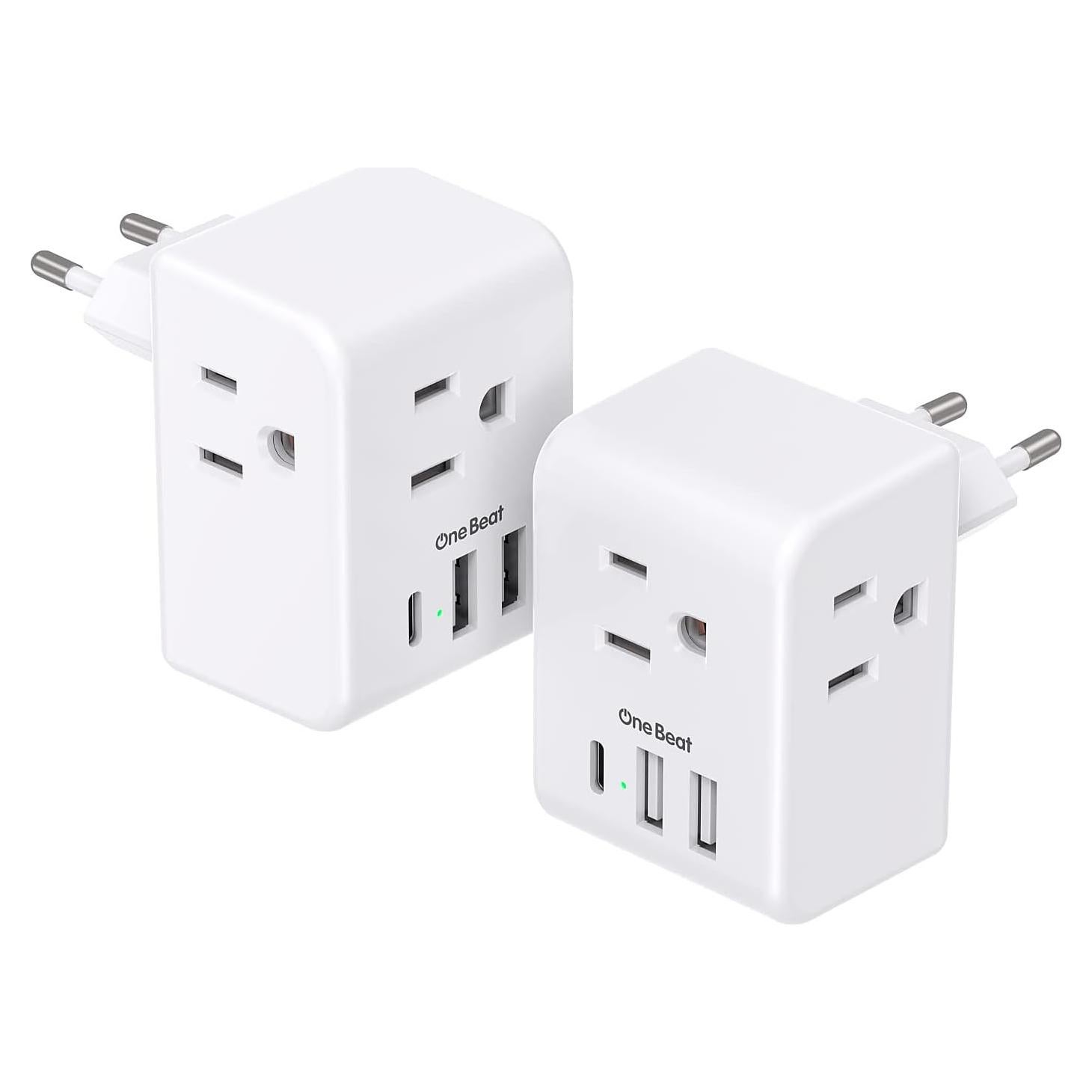 Adaptador de Enchufe de Viaje Europeo One Beat - 2 Paquetes