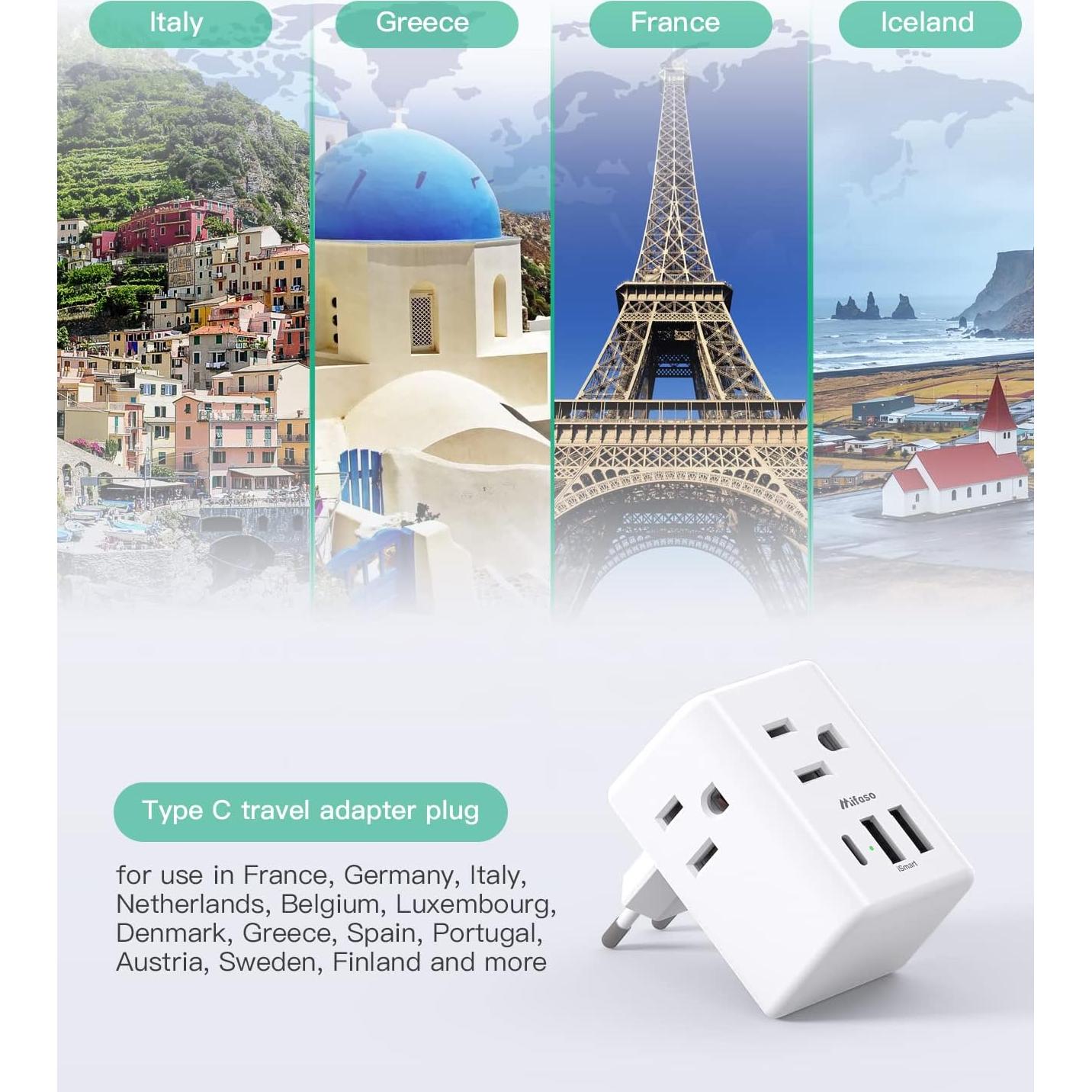 Adaptador de Enchufe de Viaje Mifaso Tipo C con USB 6 en 1