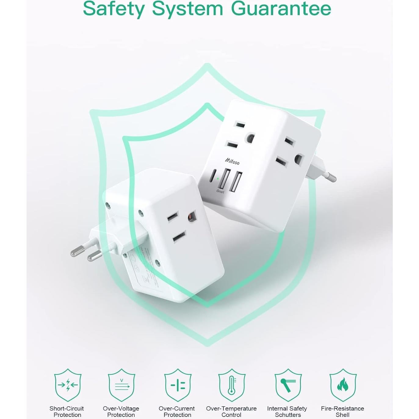 Adaptador de Enchufe de Viaje Mifaso Tipo C con USB 6 en 1