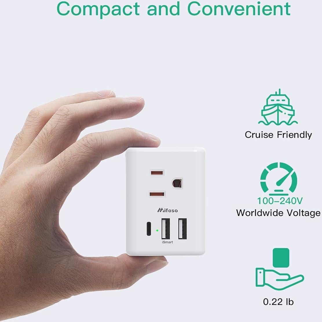 Adaptador de Enchufe de Viaje Mifaso Tipo C con USB 6 en 1