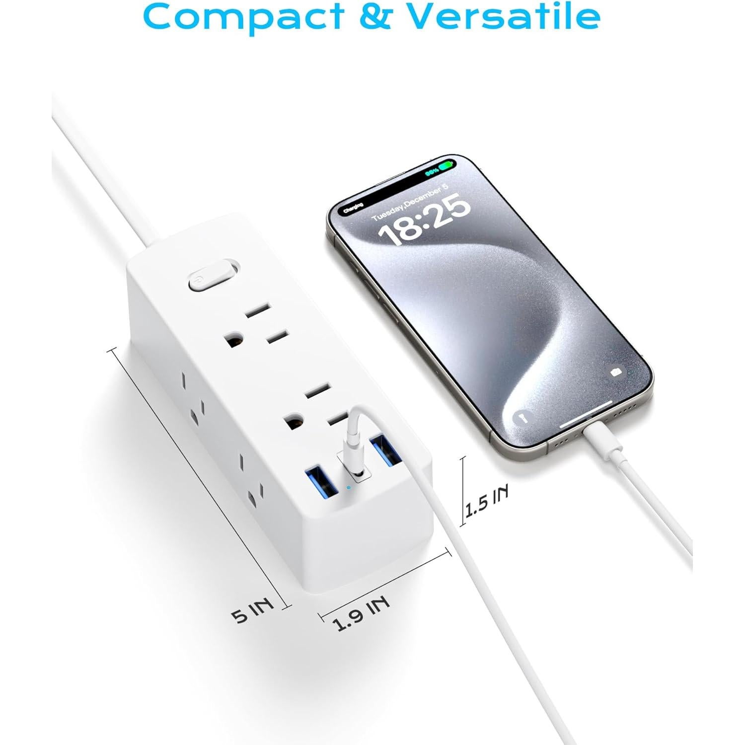 Adaptador de Viaje Universal Olcorife 6 Salidas 3 USB 1.52m