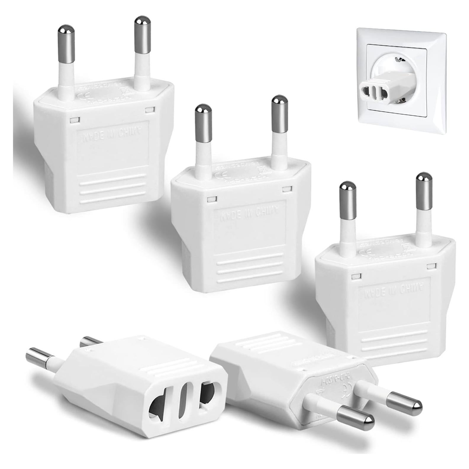 Adaptador de Enchufe Europeo Tipo C Romeda - 6 Paquetes Blanco