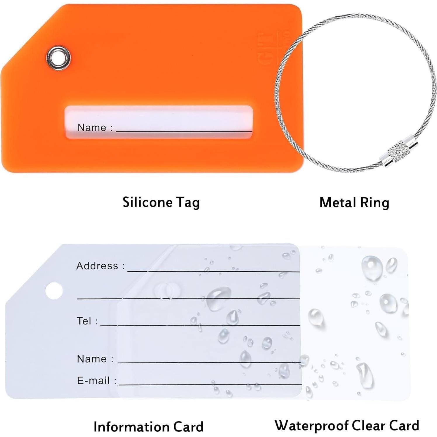 Paquete de 8 Etiquetas de Equipaje Silicona Gostwo con Asa Acero