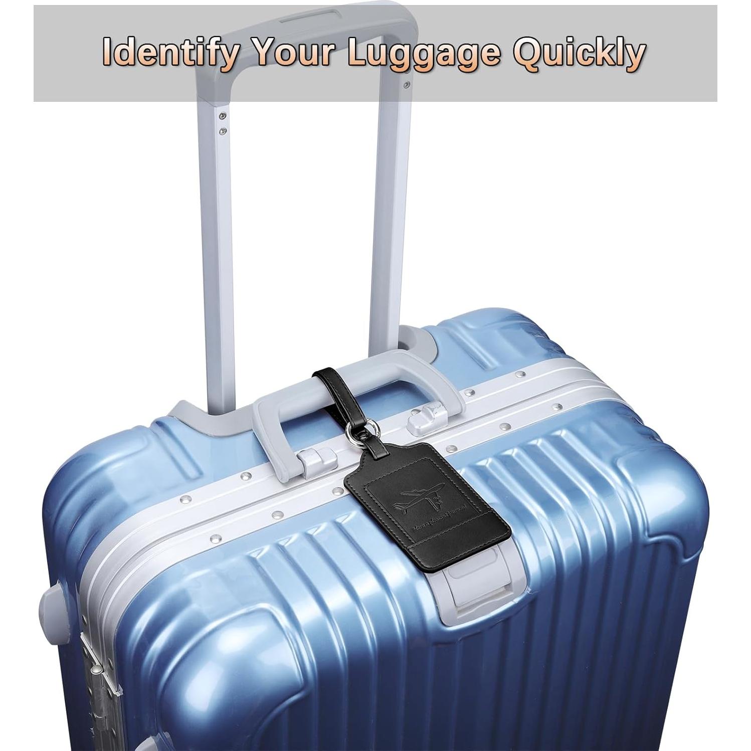 Etiquetas de Equipaje Teskyer - Paquete de 3 de Cuero PU Negro