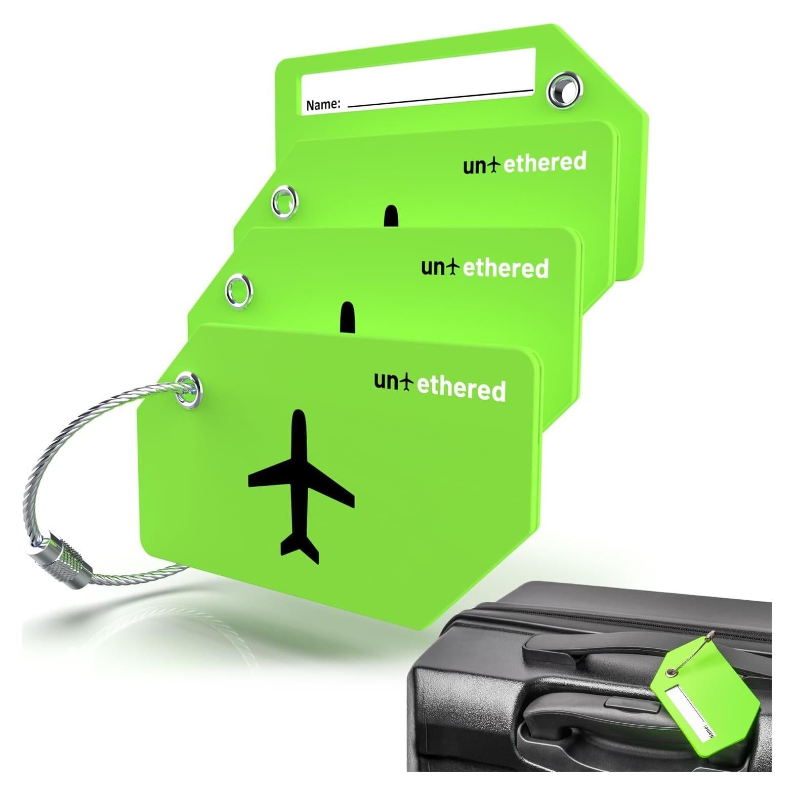 Juego de 4 Etiquetas de Equipaje Untethered Verde Silicona