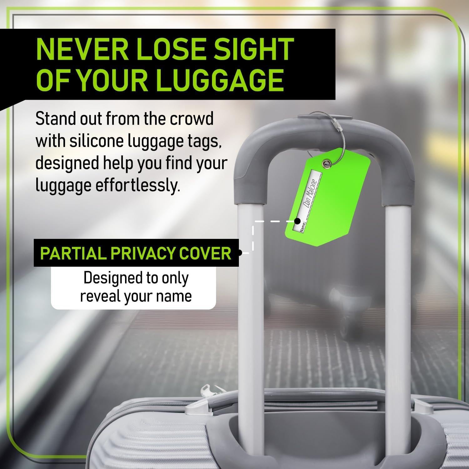 Juego de 4 Etiquetas de Equipaje Untethered Verde Silicona