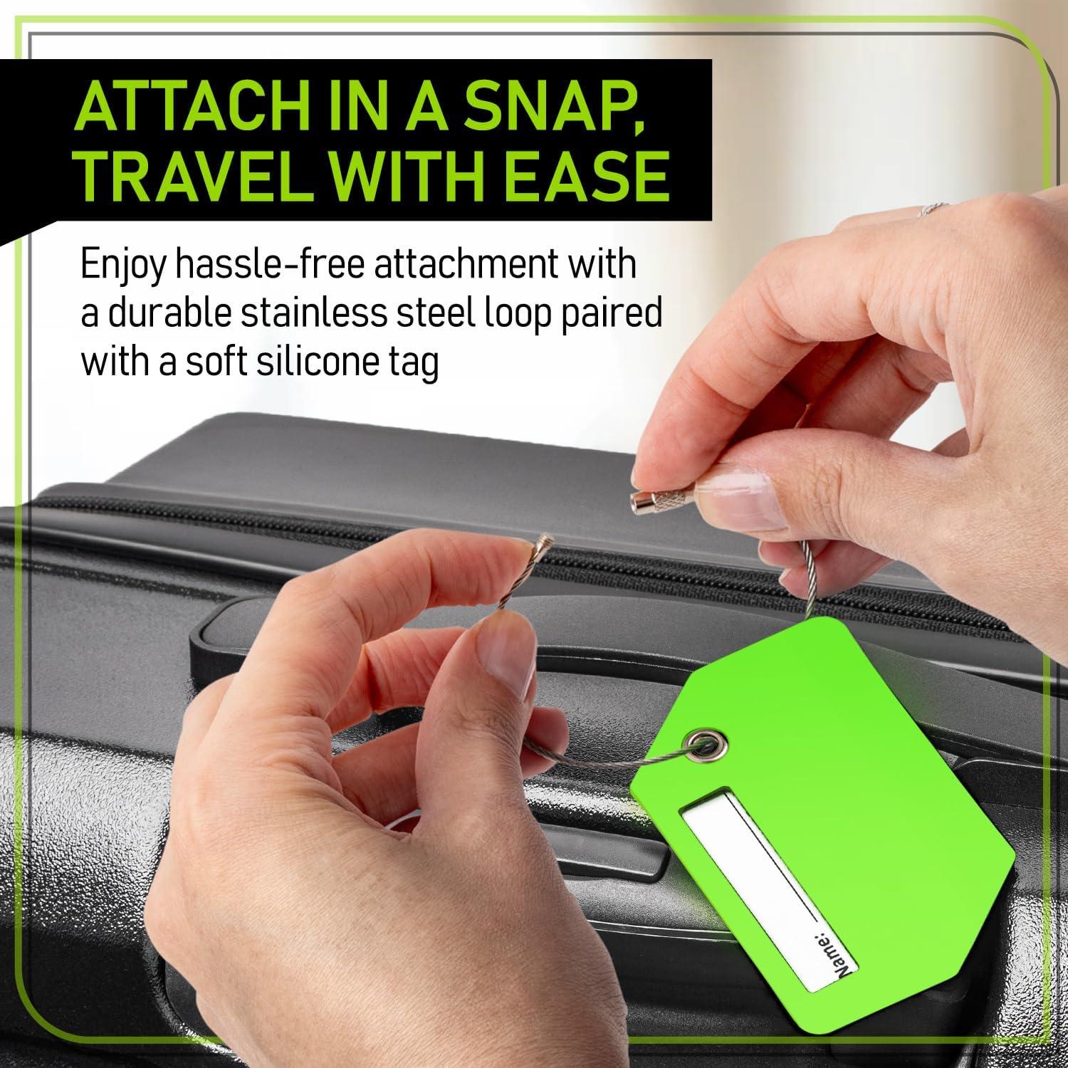 Juego de 4 Etiquetas de Equipaje Untethered Verde Silicona