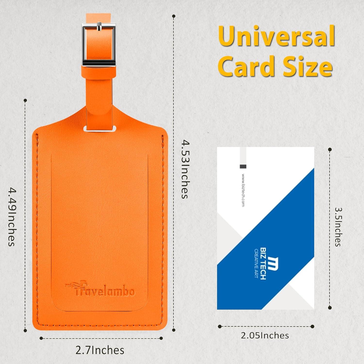 Etiquetas de Equipaje Travelambo de Cuero PU - 4 Piezas Naranja