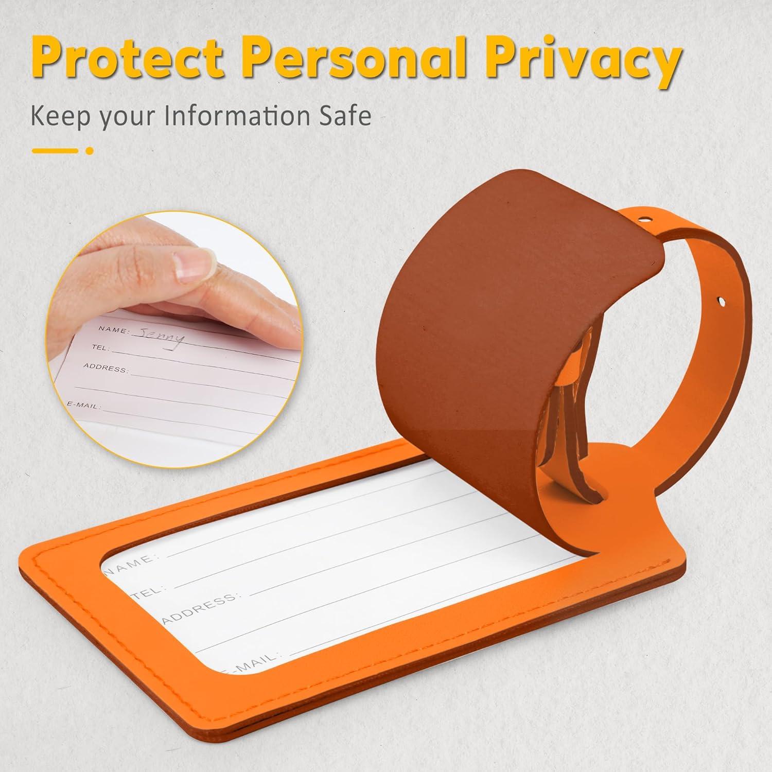 Etiquetas de Equipaje Travelambo de Cuero PU - 4 Piezas Naranja