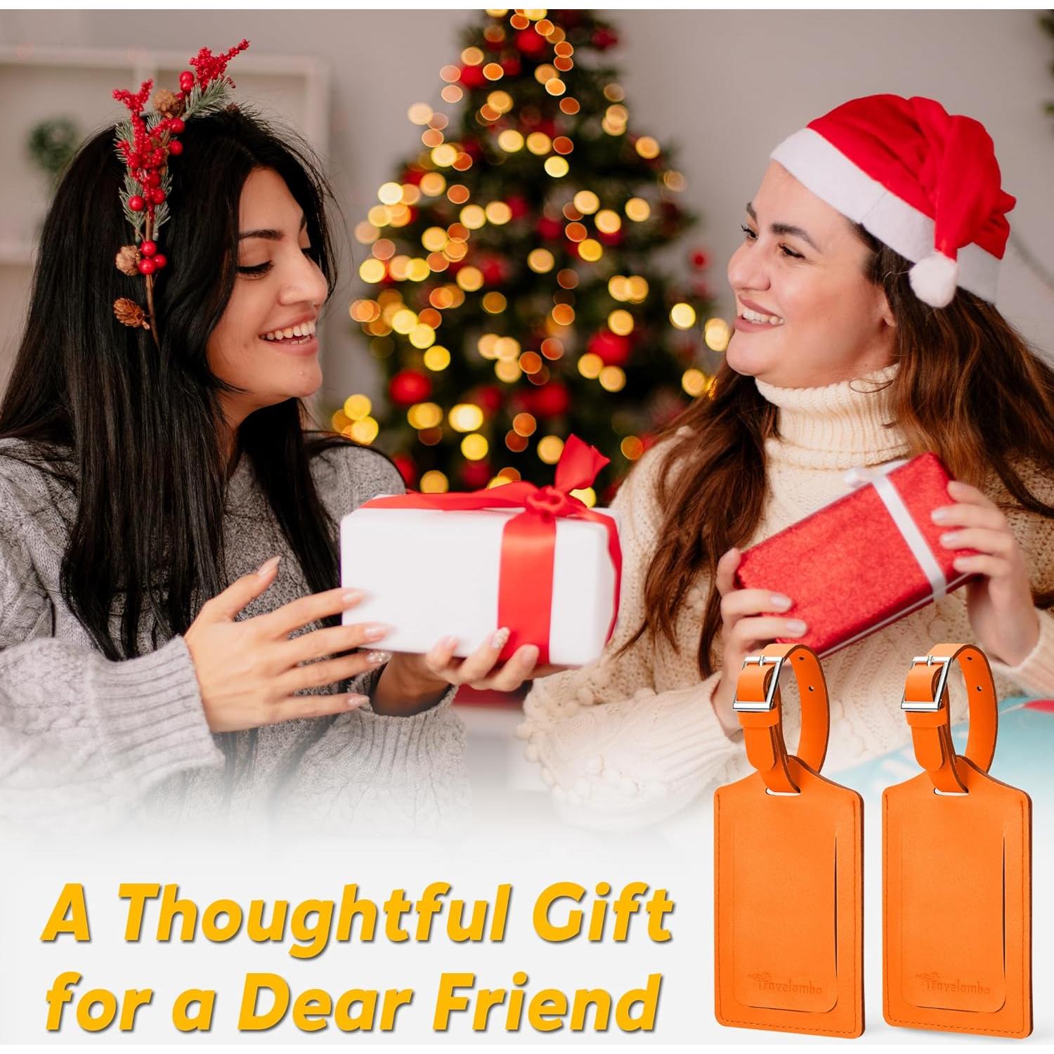 Etiquetas de Equipaje Travelambo de Cuero PU - 4 Piezas Naranja