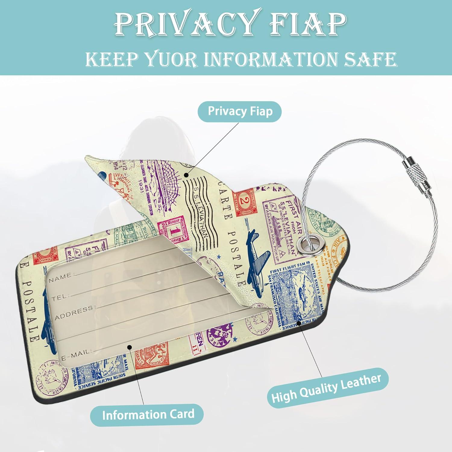 Etiquetas de Equipaje SKYDAWNY Retro Stamp 2 Piezas con Privacidad