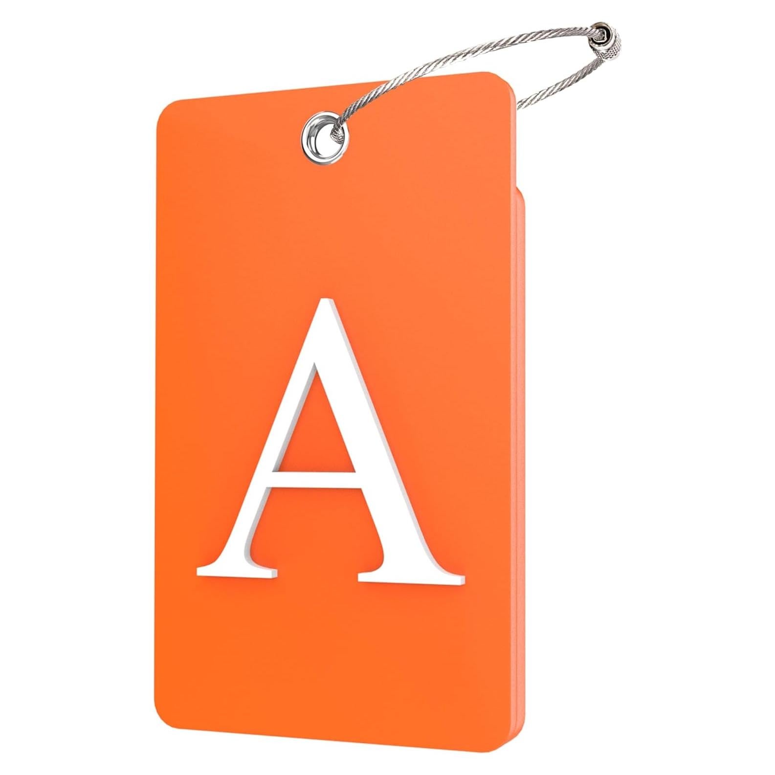 Etiquetas de Equipaje Gostwo 2 Piezas Naranja Letra A 10.16x6.35cm