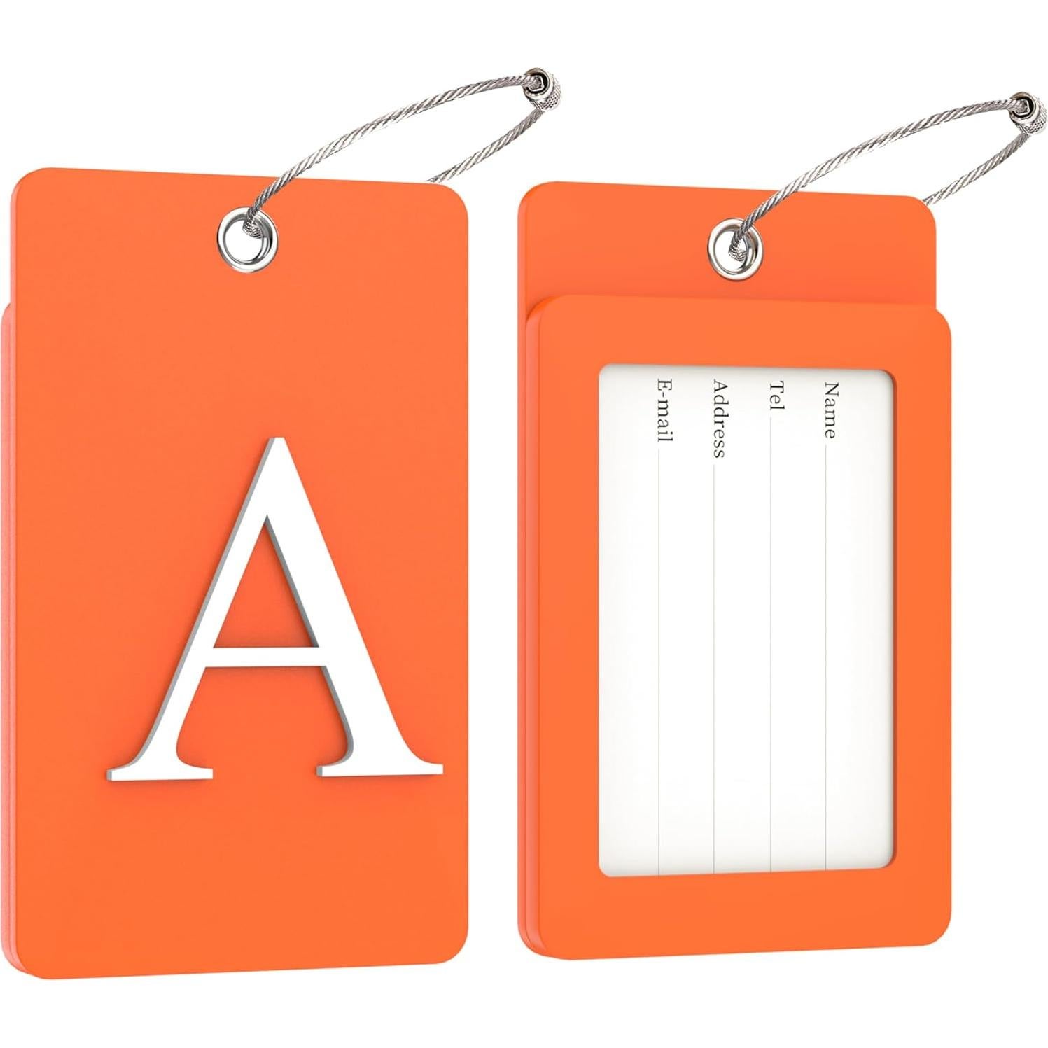 Etiquetas de Equipaje Gostwo 2 Piezas Naranja Letra A 10.16x6.35cm