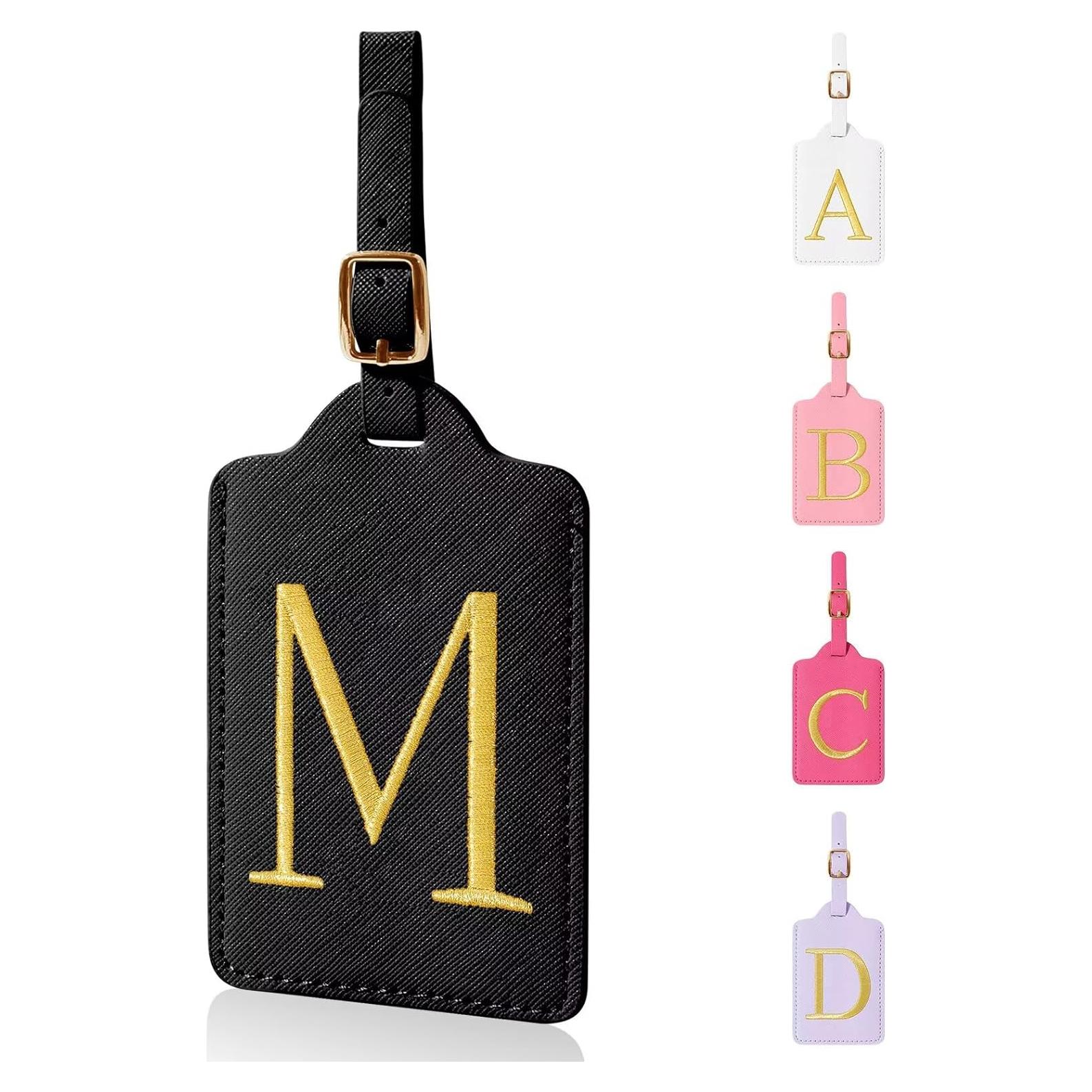 Etiquetas de Equipaje Personalizadas XSUIOY - Cuero PU Negro M