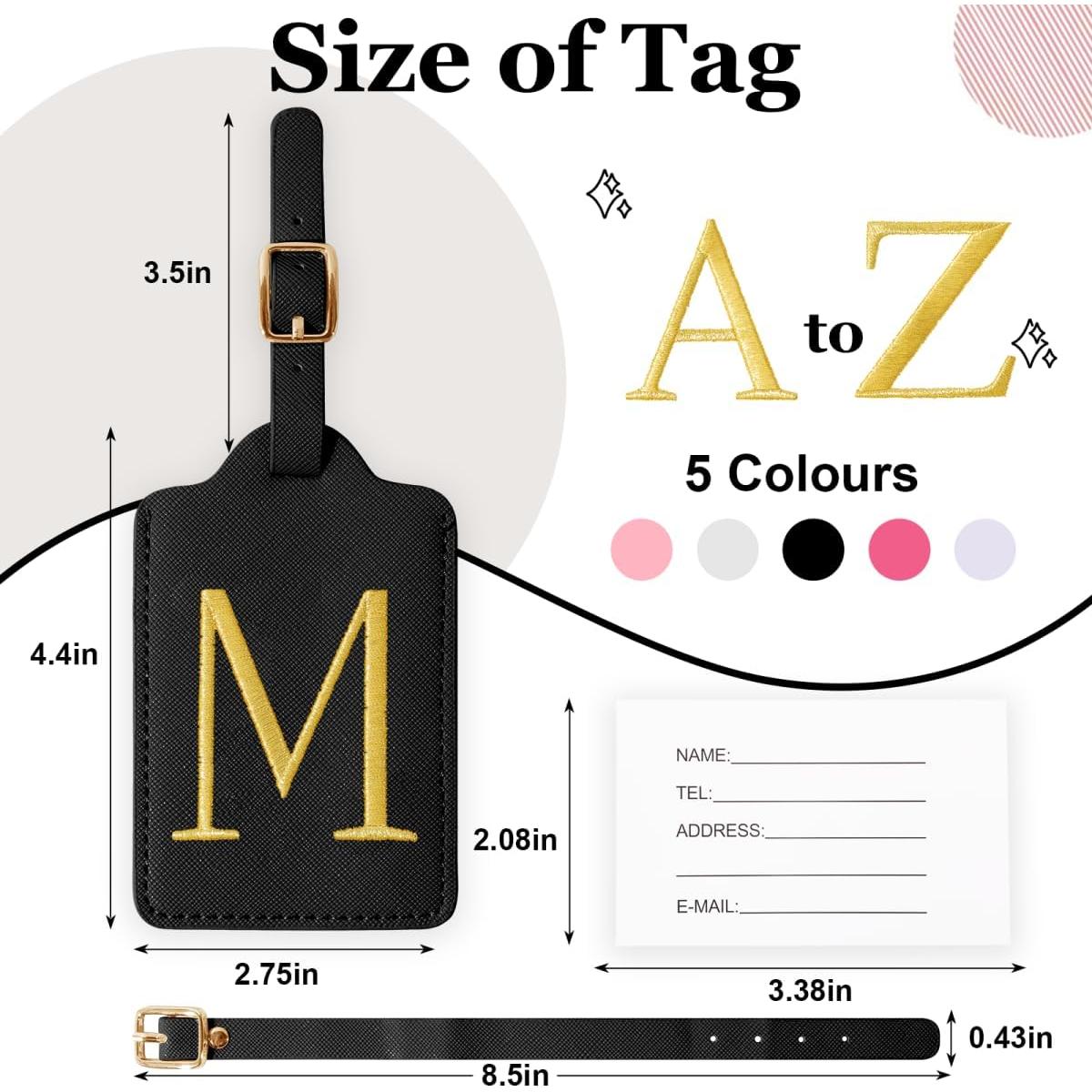 Etiquetas de Equipaje Personalizadas XSUIOY - Cuero PU Negro M