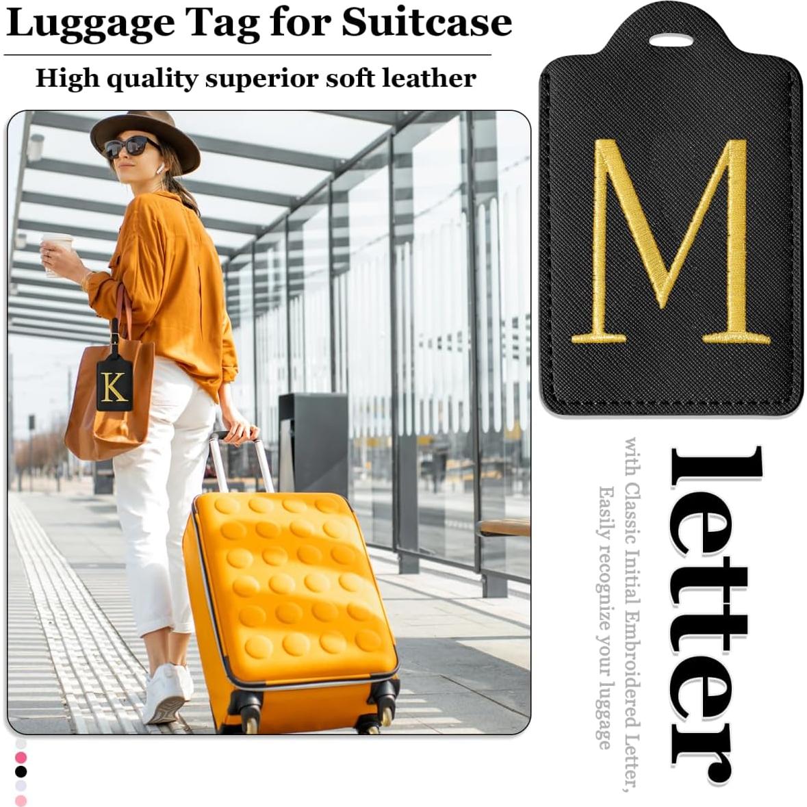 Etiquetas de Equipaje Personalizadas XSUIOY - Cuero PU Negro M