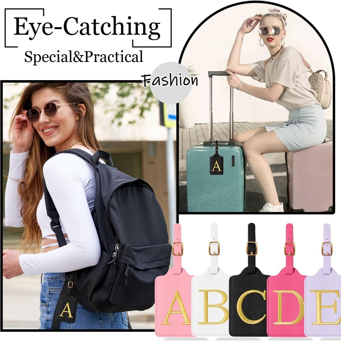 Etiquetas de Equipaje Personalizadas XSUIOY - Cuero PU Negro M