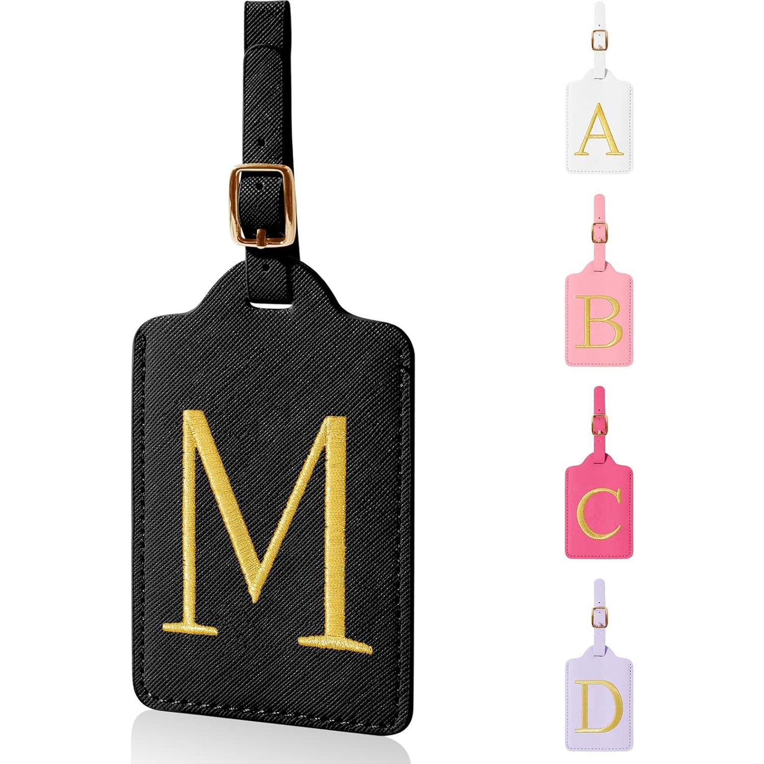 Etiquetas de Equipaje Personalizadas XSUIOY - Cuero PU Negro M