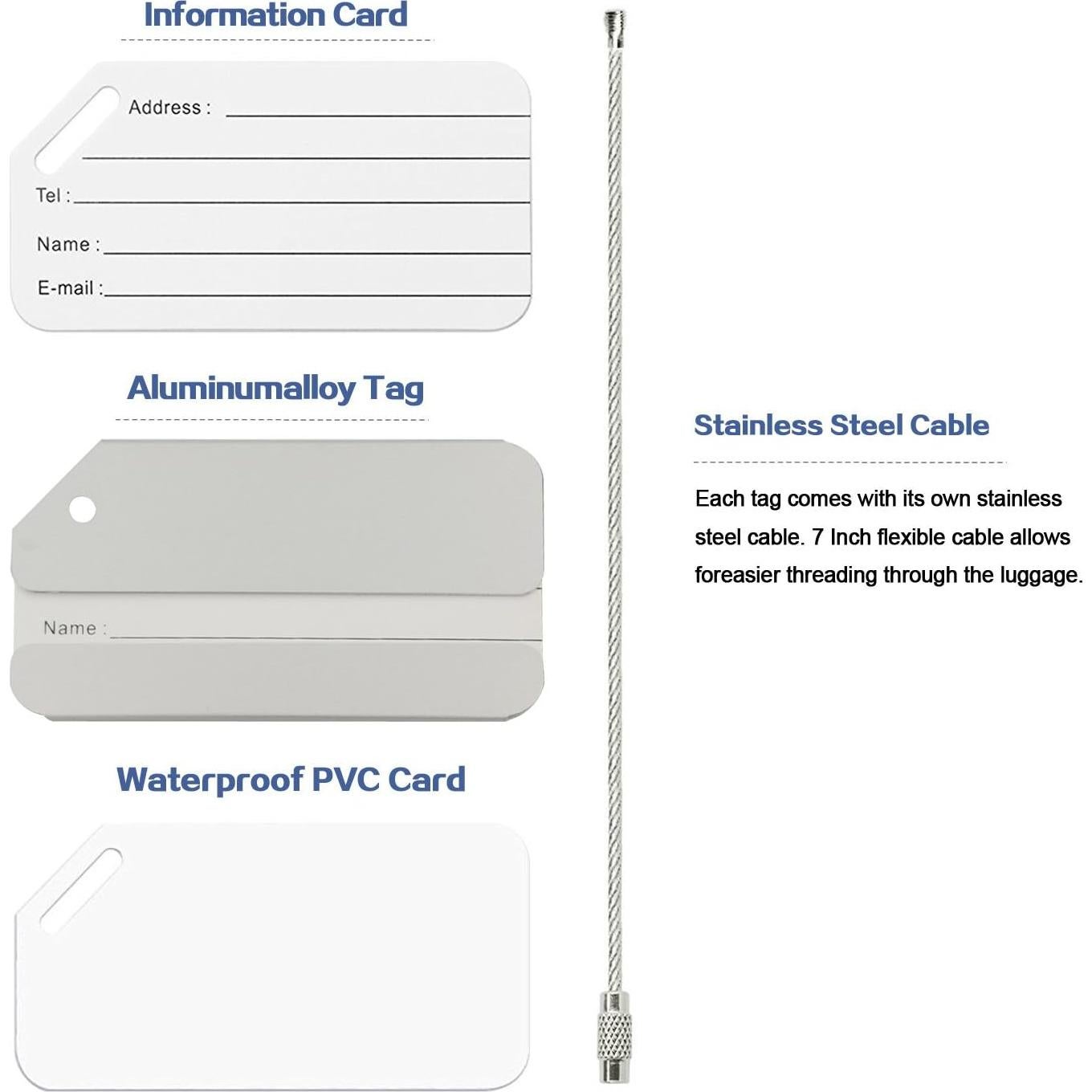 Etiquetas de Equipaje de Aluminio Ovener 2 Pack Plata
