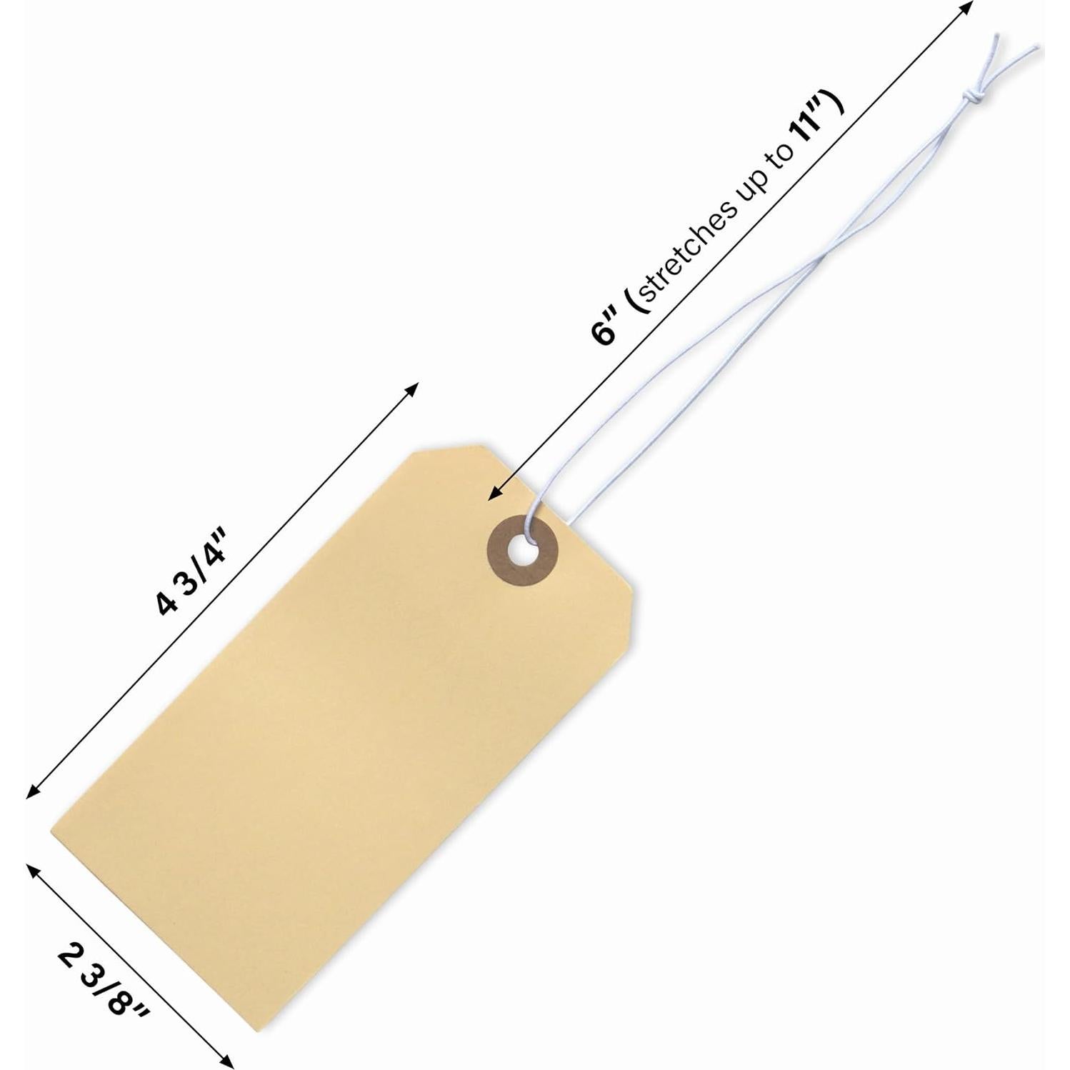 Etiquetas de papel Manila con cuerda elástica EZDOM - Caja de 200