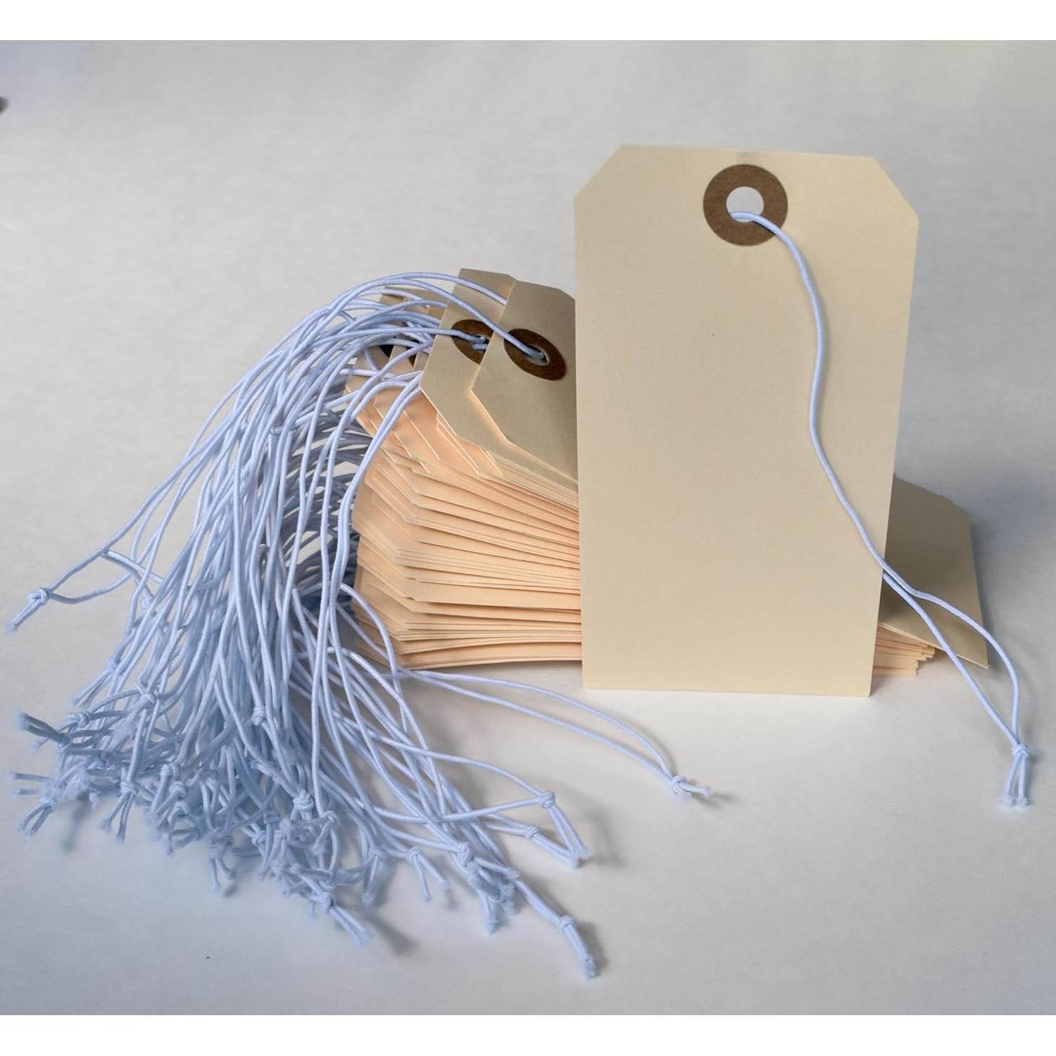Etiquetas de papel Manila con cuerda elástica EZDOM - Caja de 200
