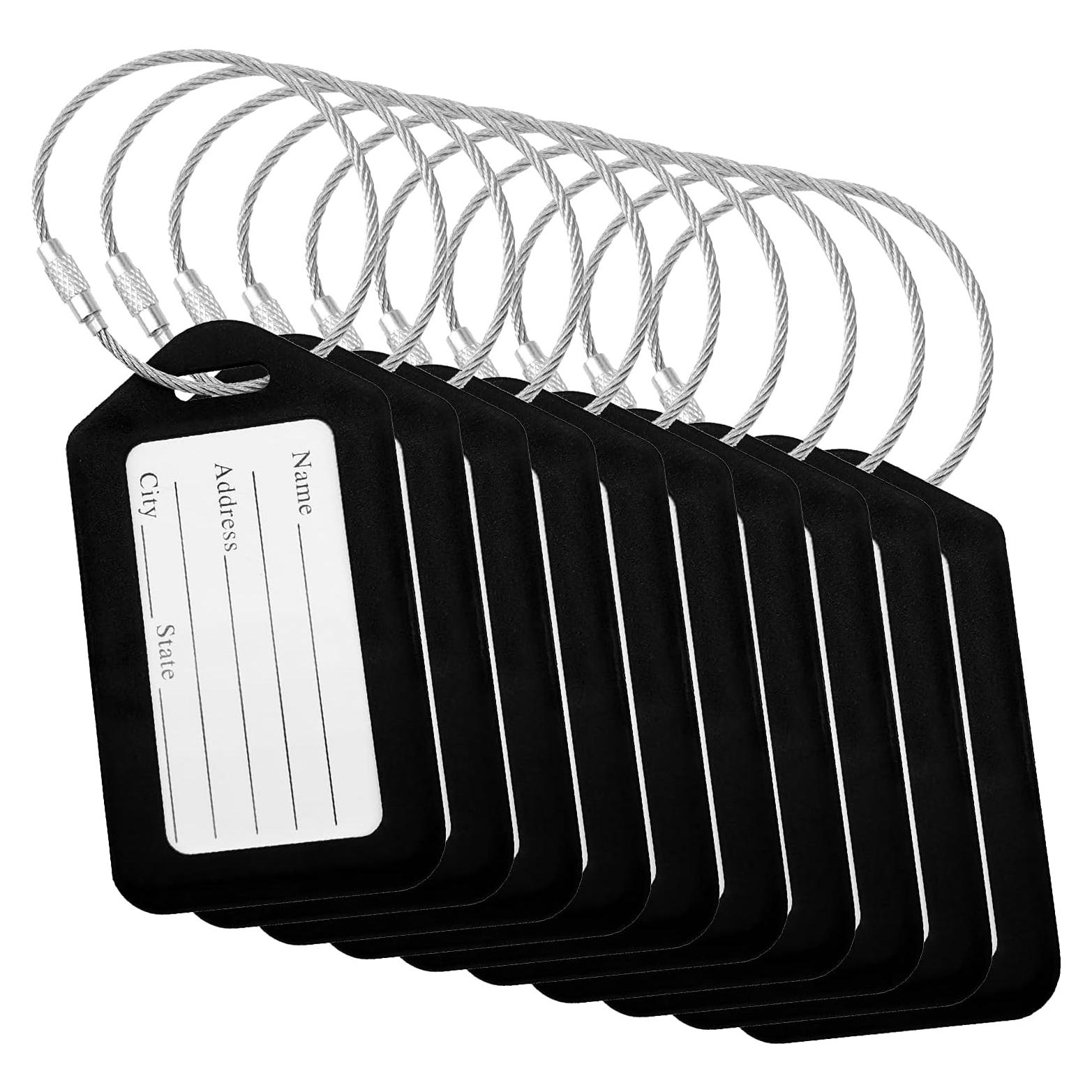 Etiquetas de Equipaje Negras BlueCosto 10 Piezas PVC