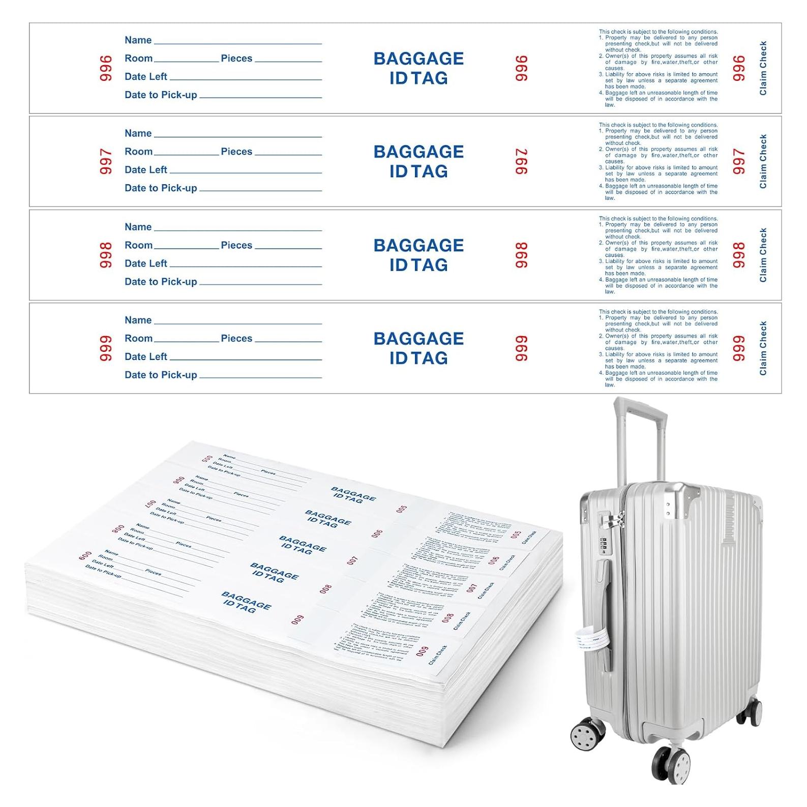 1000 Etiquetas de Identificación de Equipaje Feifeiya Blancas
