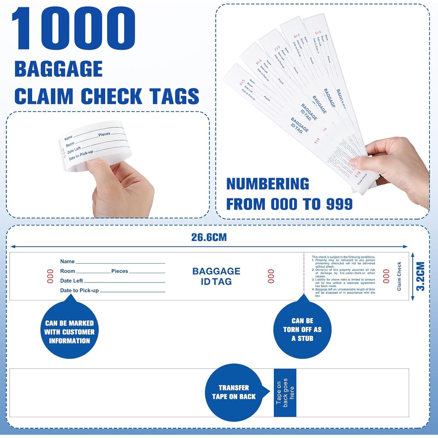 1000 Etiquetas de Identificación de Equipaje Feifeiya Blancas