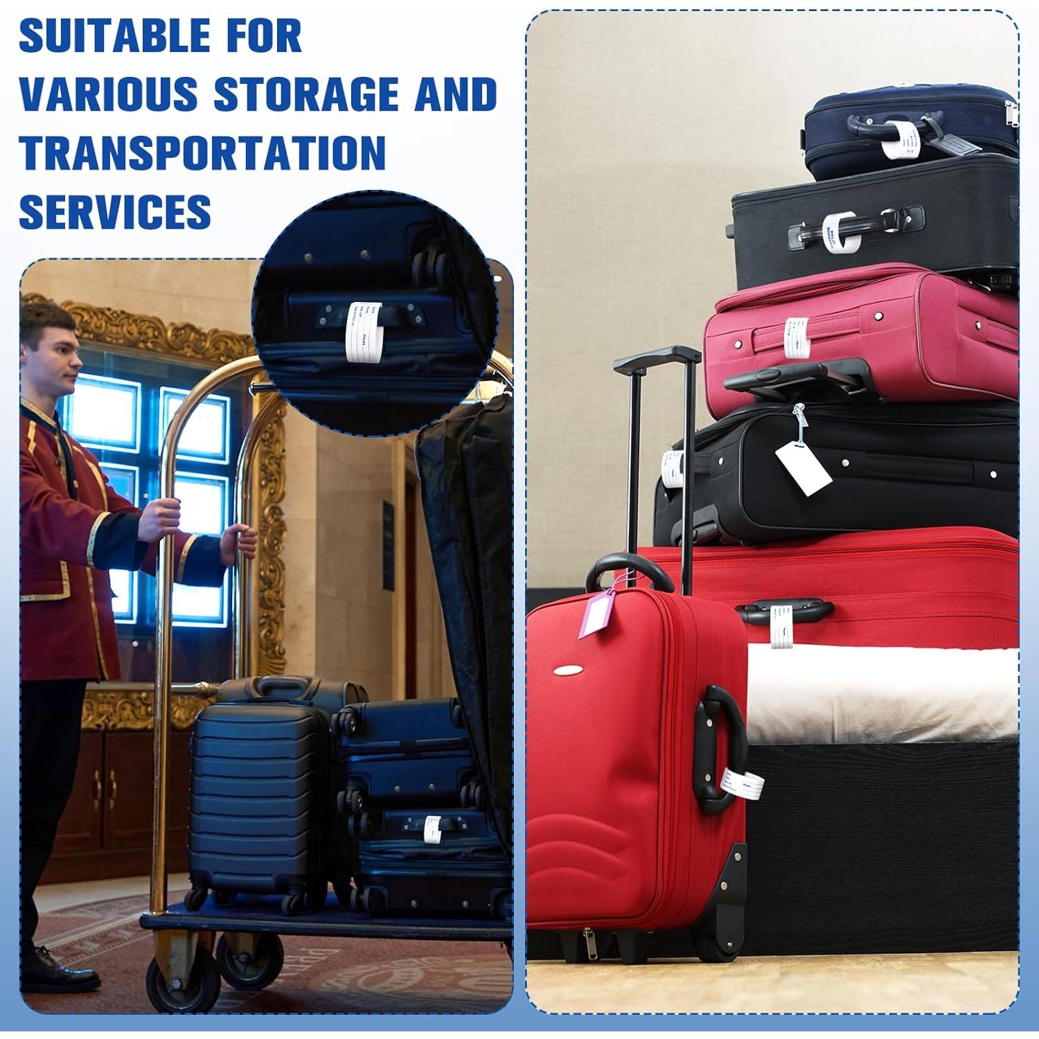 1000 Etiquetas de Identificación de Equipaje Feifeiya Blancas