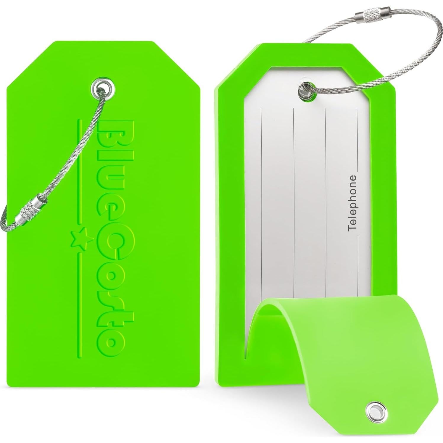 Etiquetas de Equipaje Verde BlueCosto - 5 Piezas PVC con Privacidad