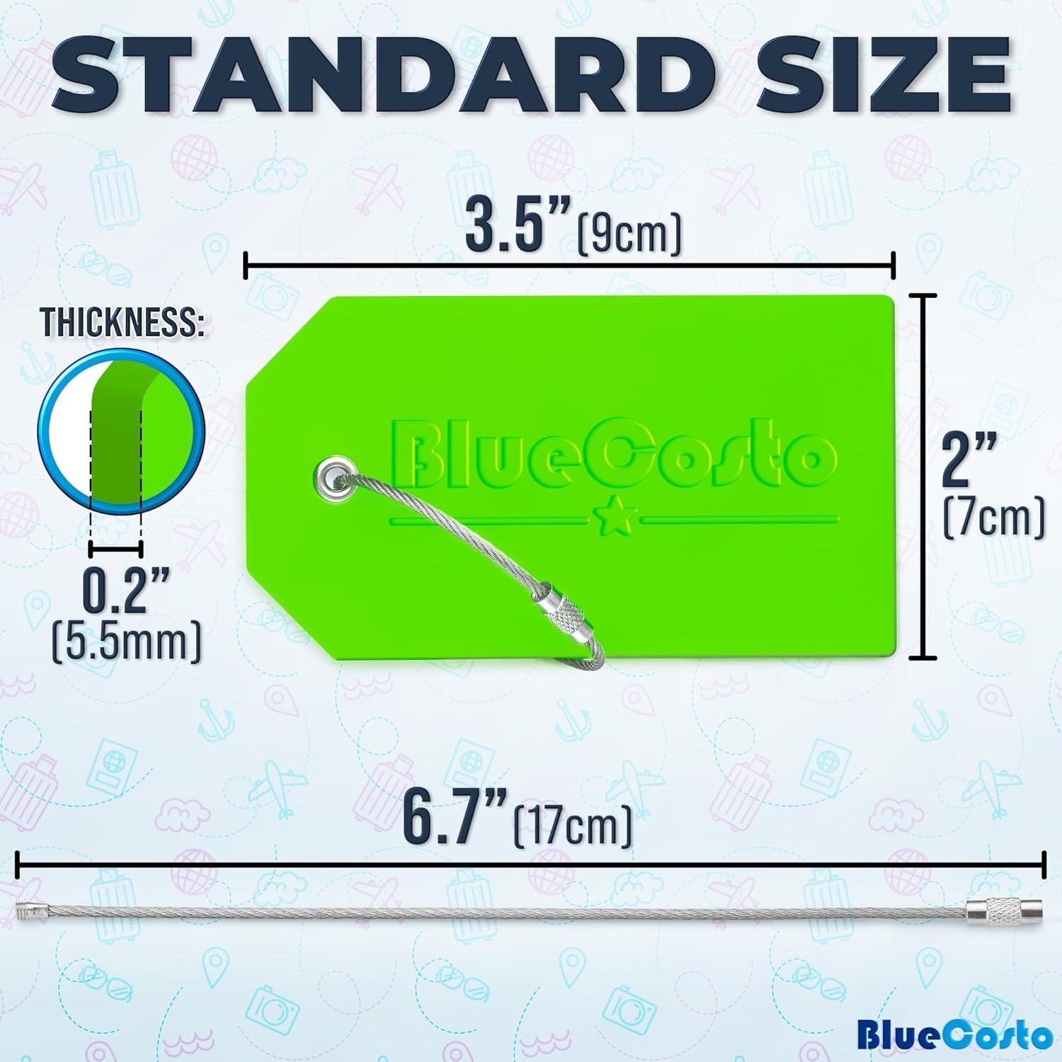 Etiquetas de Equipaje Verde BlueCosto - 5 Piezas PVC con Privacidad