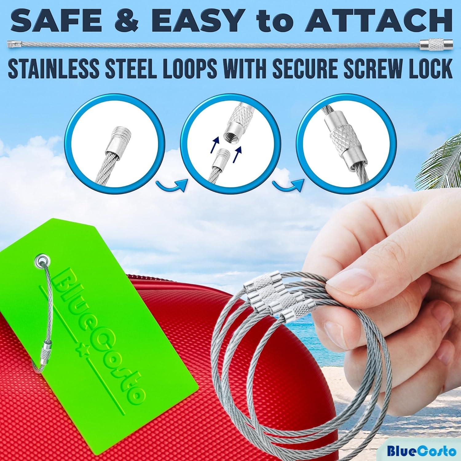 Etiquetas de Equipaje Verde BlueCosto - 5 Piezas PVC con Privacidad