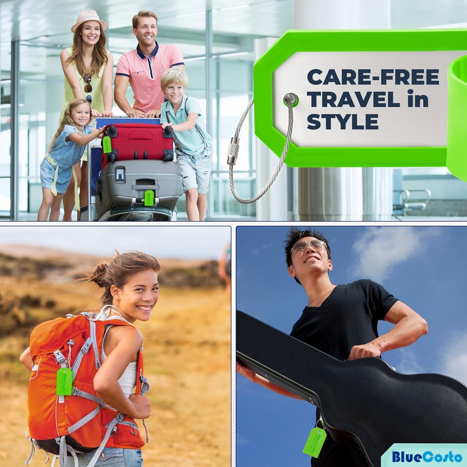 Etiquetas de Equipaje Verde BlueCosto - 5 Piezas PVC con Privacidad