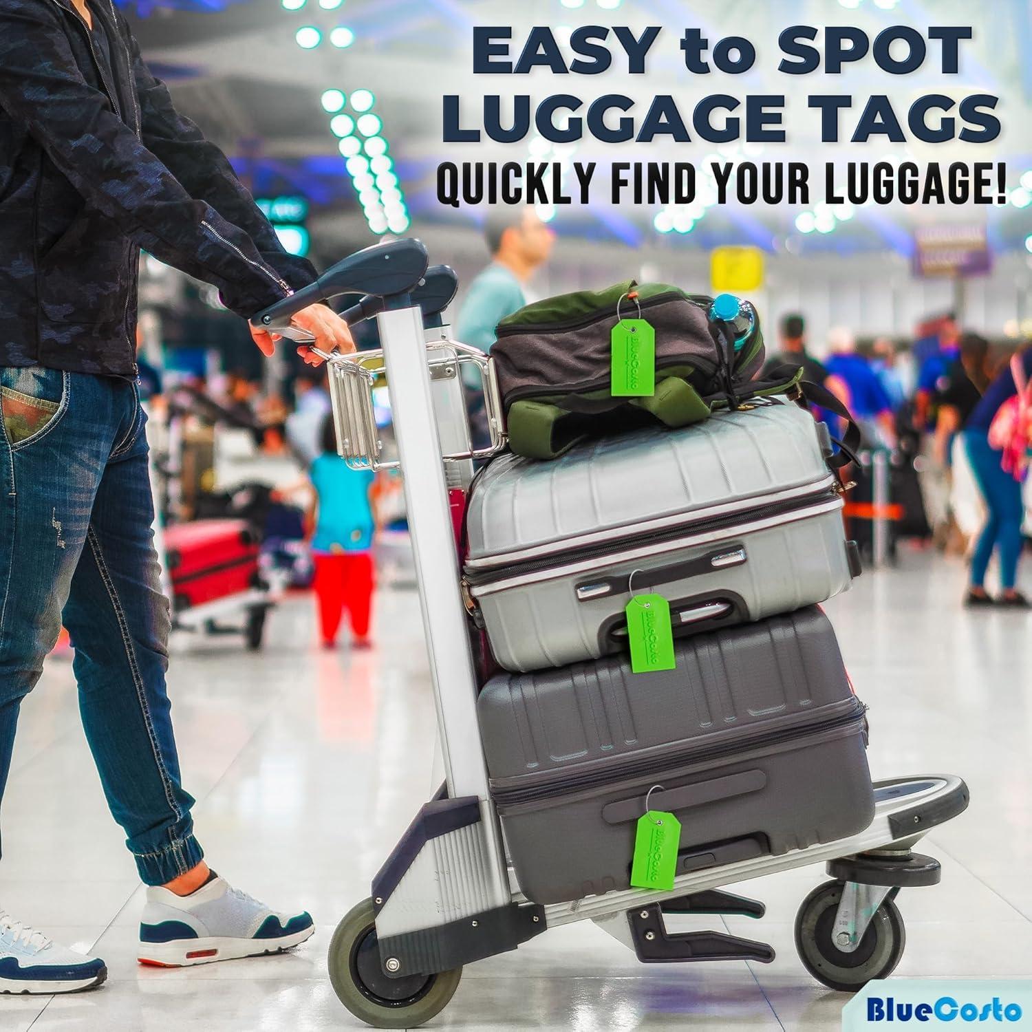 Etiquetas de Equipaje Verde BlueCosto - 5 Piezas PVC con Privacidad