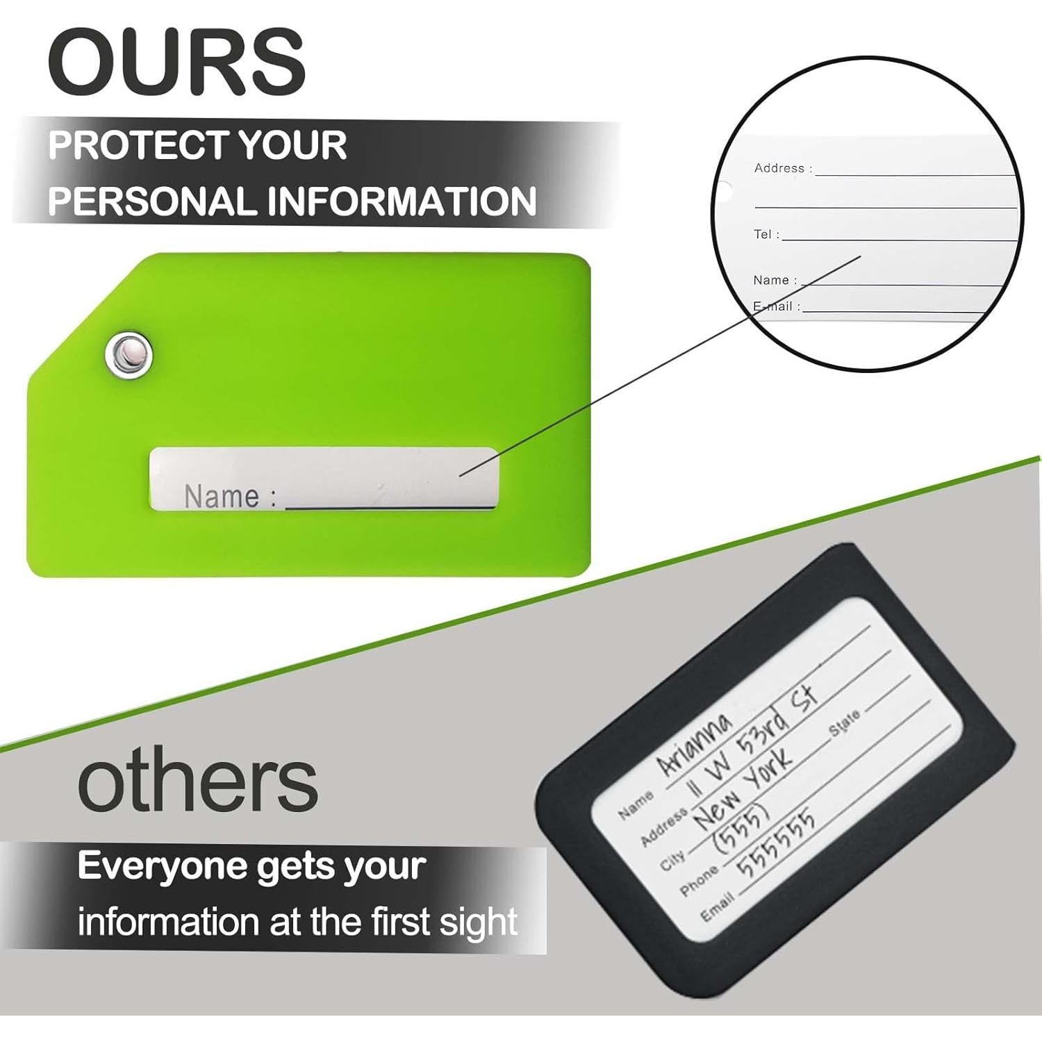 Etiquetas de Equipaje M-sorflly 8Pcs Silicona Flexible Verde