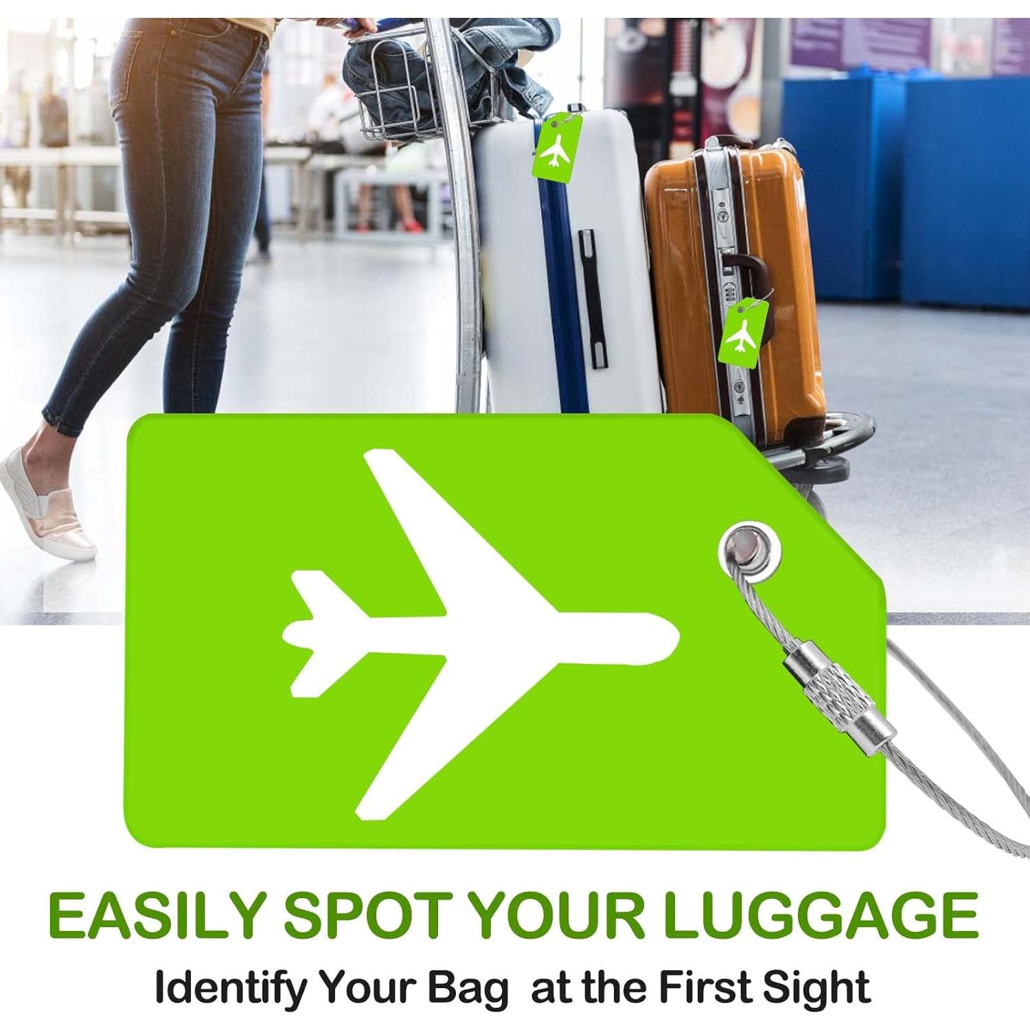 Etiquetas de Equipaje M-sorflly 8Pcs Silicona Flexible Verde