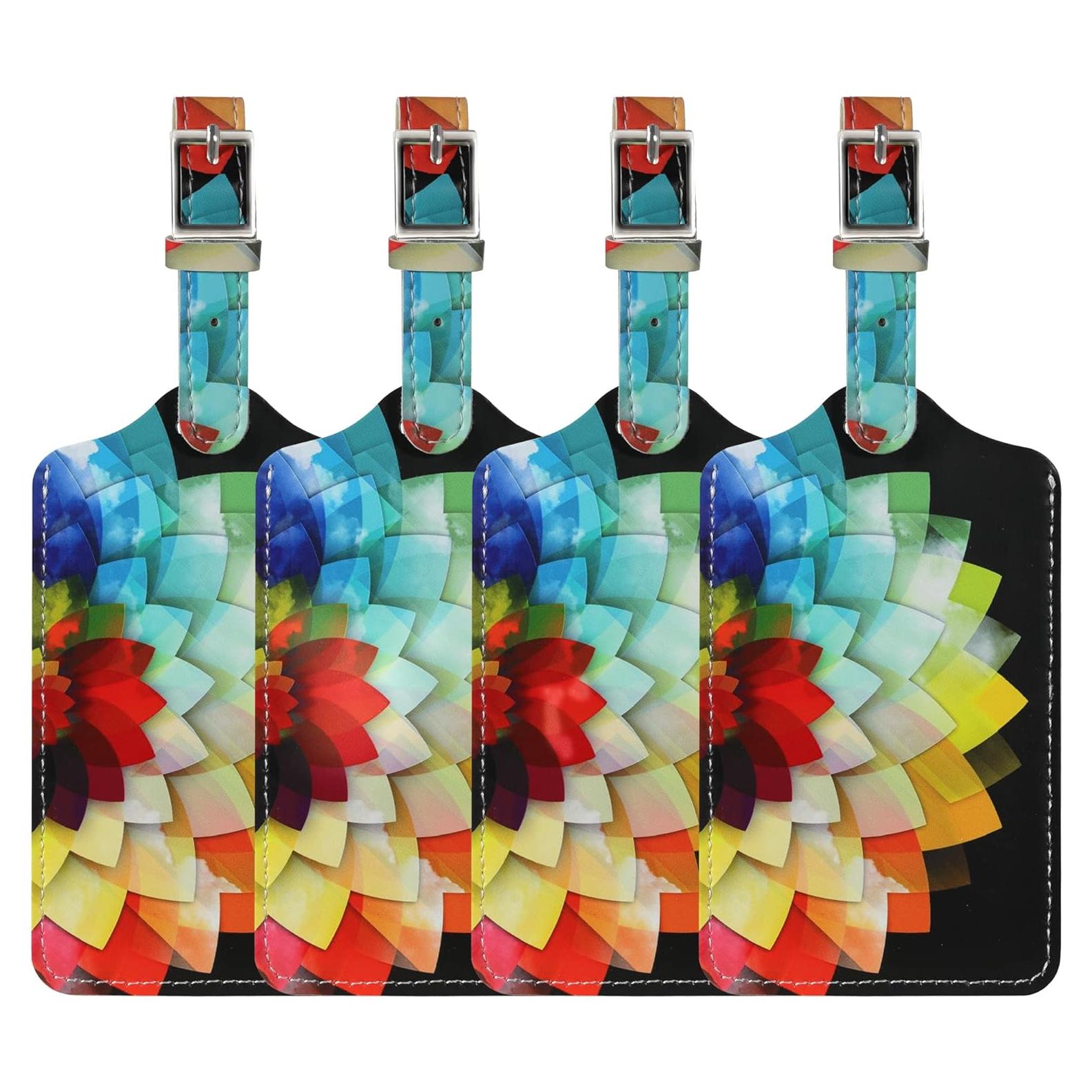 Paquete de 4 Etiquetas de Equipaje Sodsay de Cuero Colorido