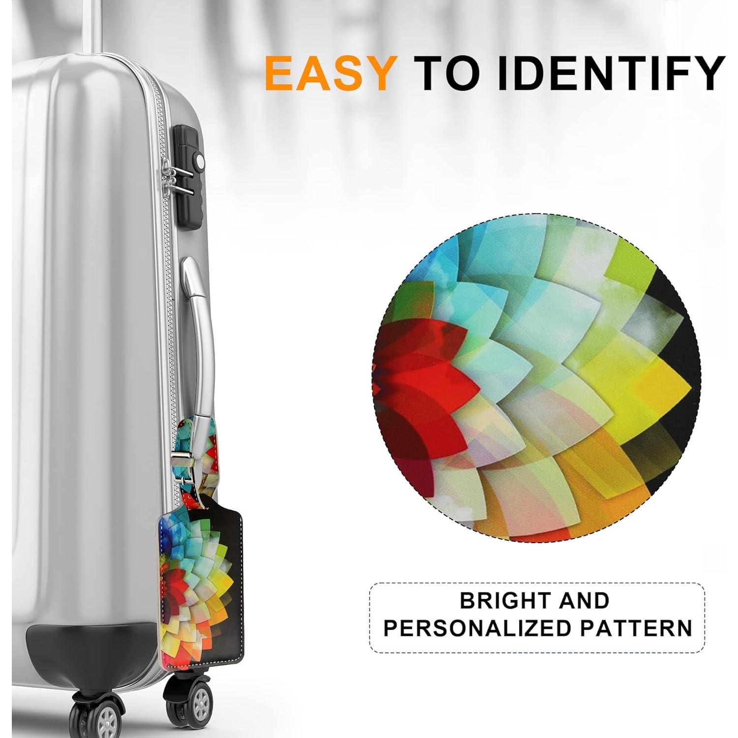 Paquete de 4 Etiquetas de Equipaje Sodsay de Cuero Colorido