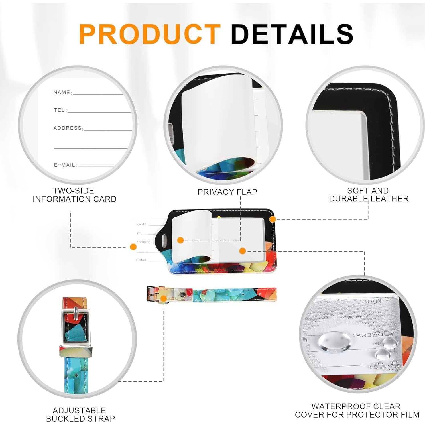 Paquete de 4 Etiquetas de Equipaje Sodsay de Cuero Colorido