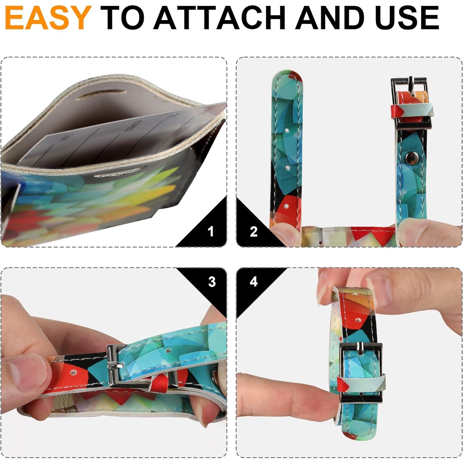 Paquete de 4 Etiquetas de Equipaje Sodsay de Cuero Colorido