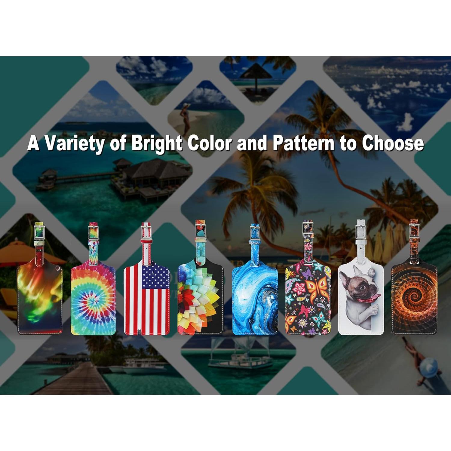 Paquete de 4 Etiquetas de Equipaje Sodsay de Cuero Colorido