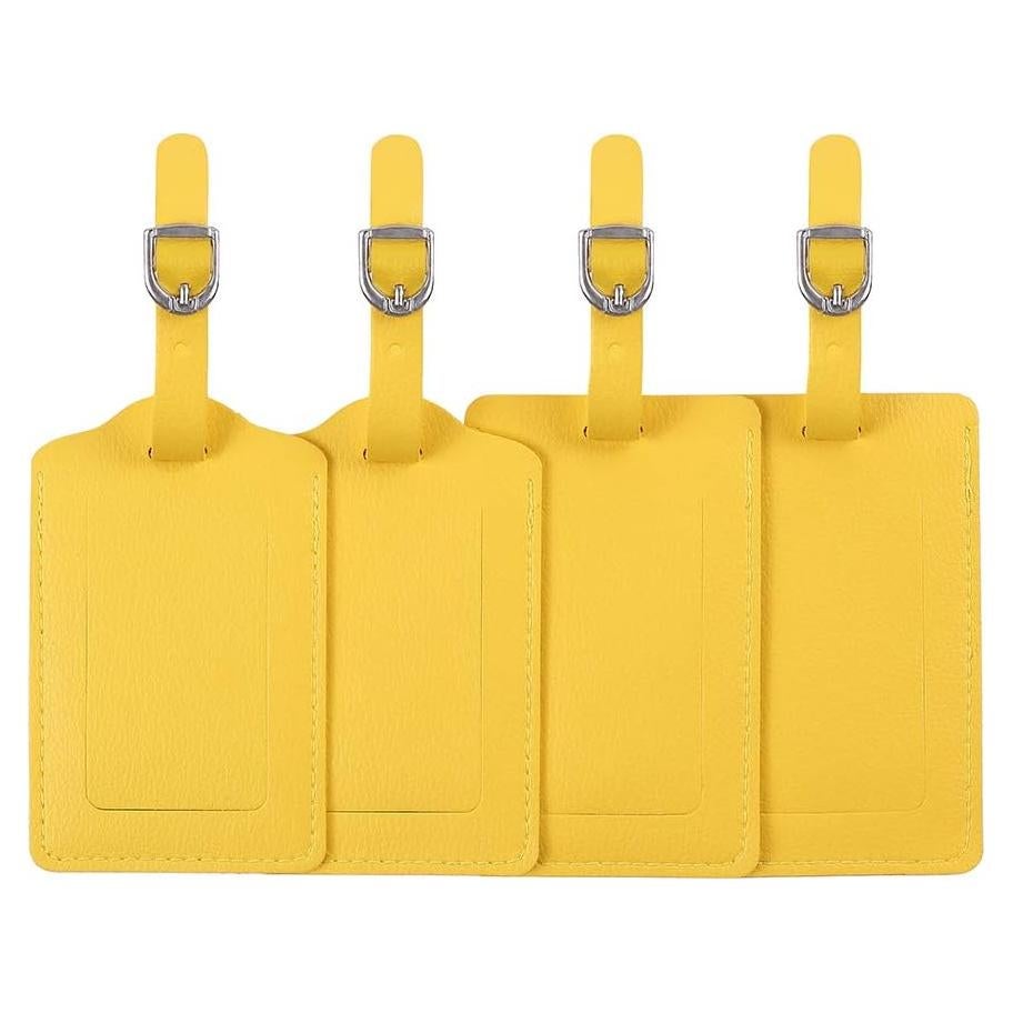Etiquetas de Equipaje de Cuero Vigorport Amarillo - Paquete de 4